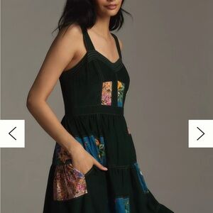 Maeve Anthropologie Floral Patchwork Green Dress